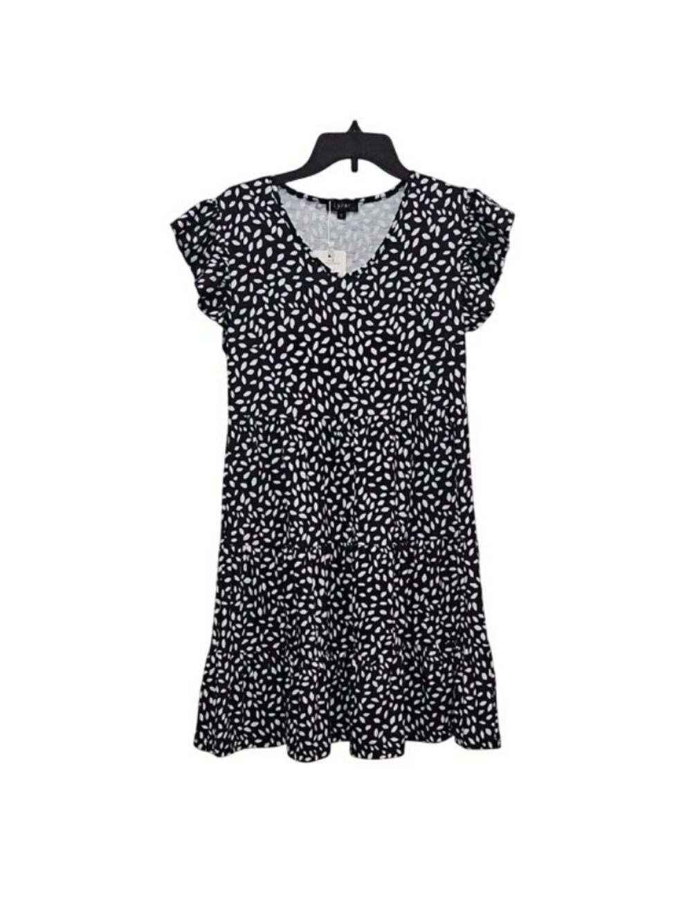 Lyrur Black and White Patterned Babydoll Style Tiered Dress Small New Women's